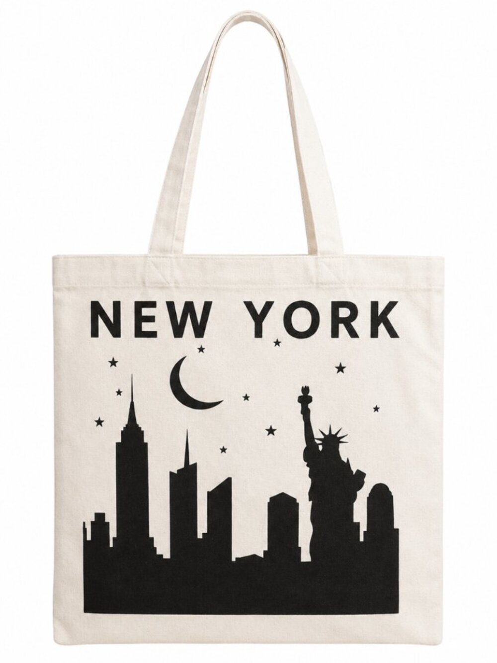 New York Skyline Canvas Tote Bag | NYC Statue of Liberty Graphic Shopping bag